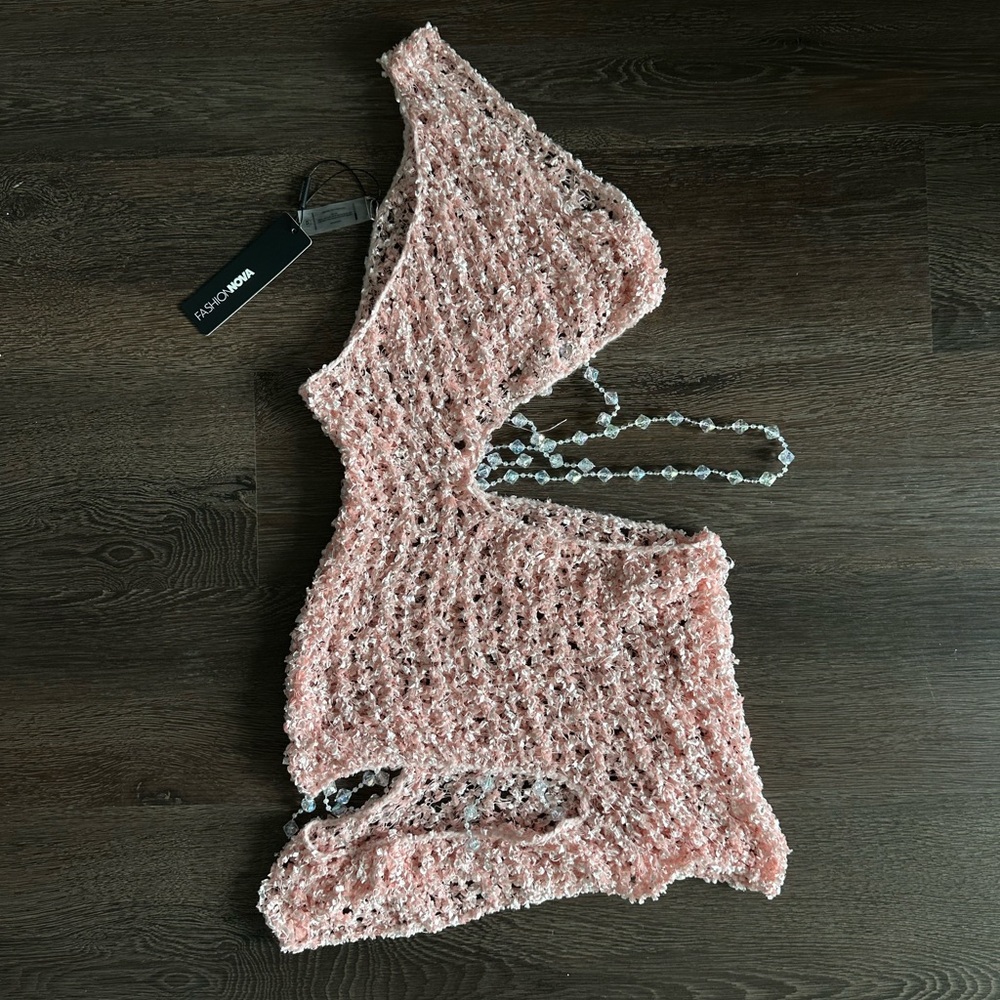 Fashion Nova Blush Knit Swim Coverup